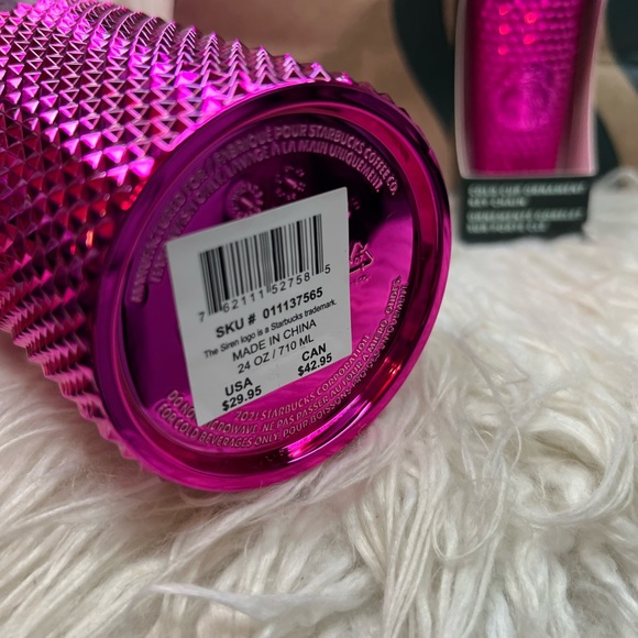 Starbucks Sangria & Gold Bling Studded Metallic Cold Tumbler 24oz & Keychain - Picture 4 of 4